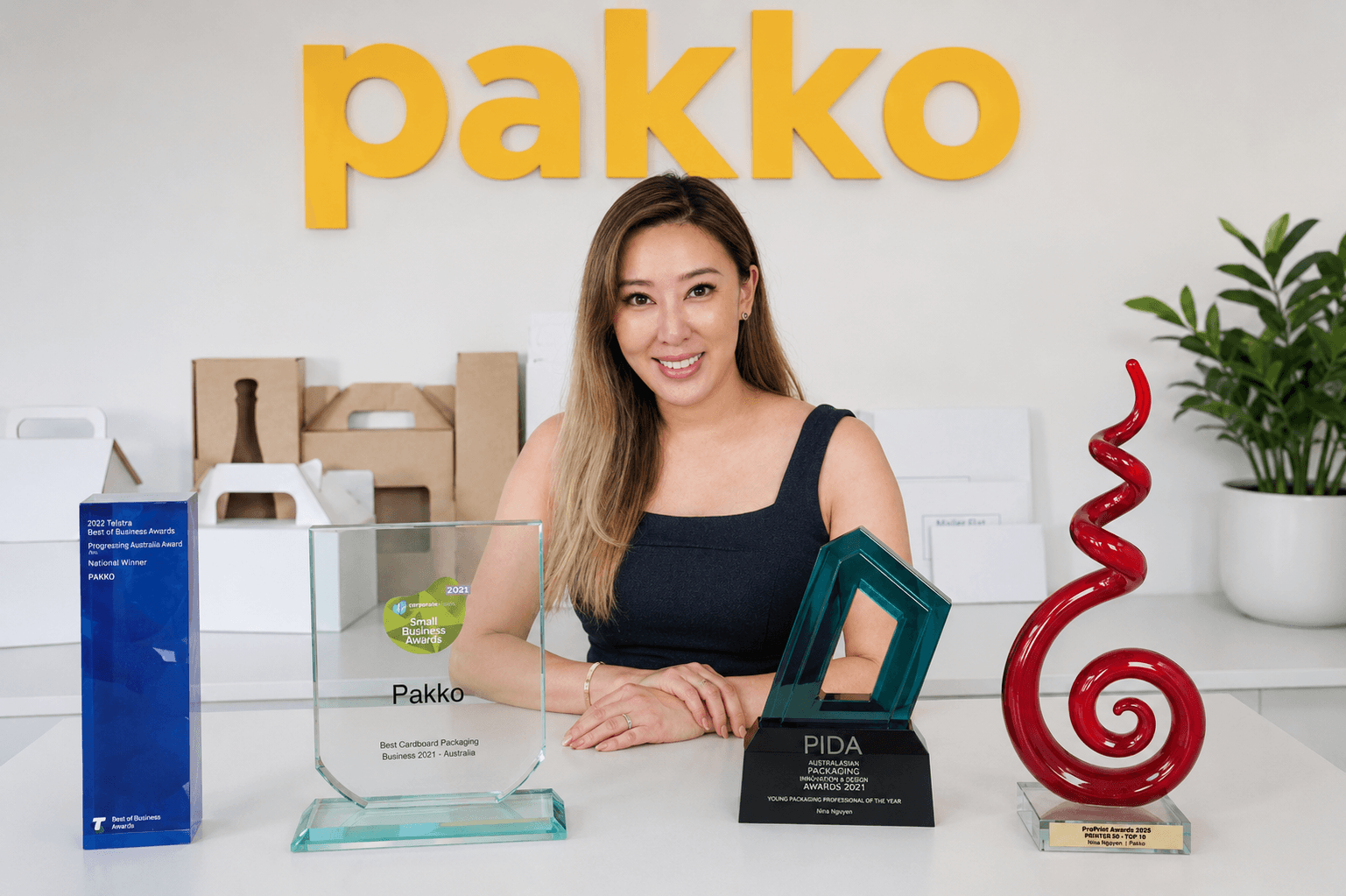 Nina Nguyen, Founder and CEO of Pakko, with national business awards