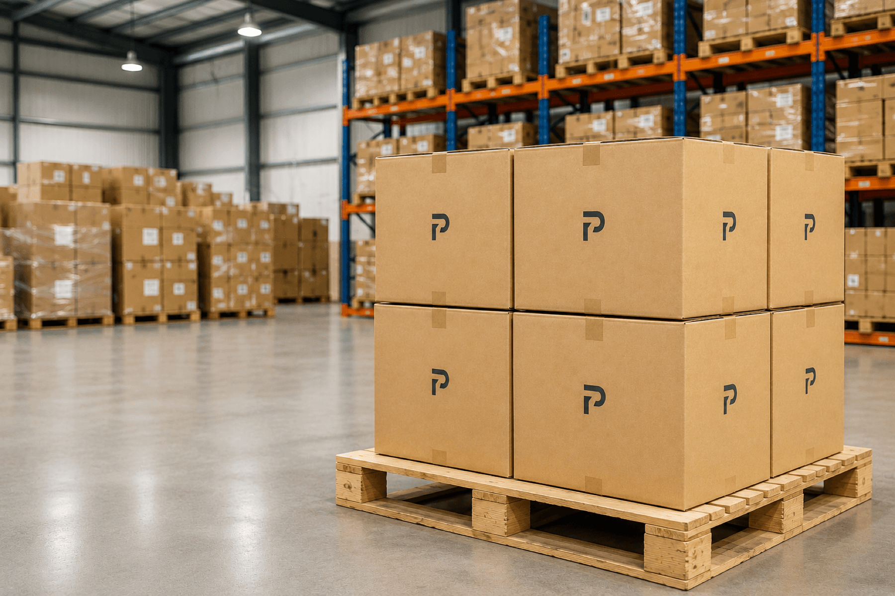 Palletised finished Pakko cartons ready for scheduled dispatch