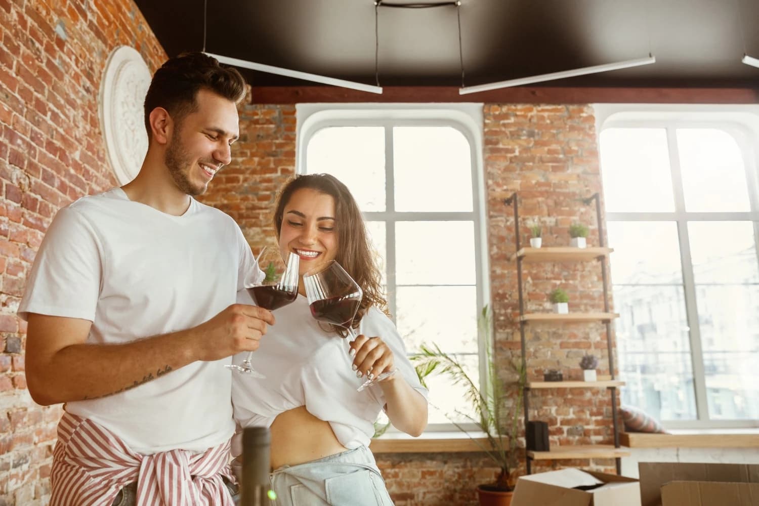 Young Couple Drinking Wine